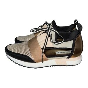 Steve Madden Arctic Sneakers Womens 8.5M Black White Rose Gold Cutout Athleisure